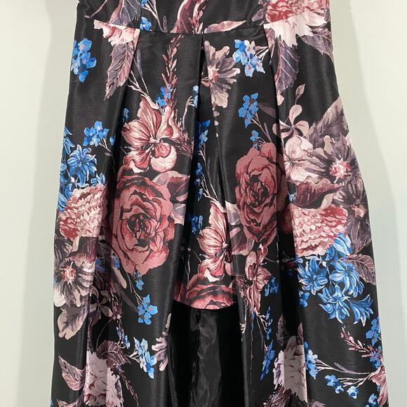 eShakti Women's Allover Floral Short Sleeve Hi-Low Maxi Gown Size 1X - 16W - Picture 3 of 8